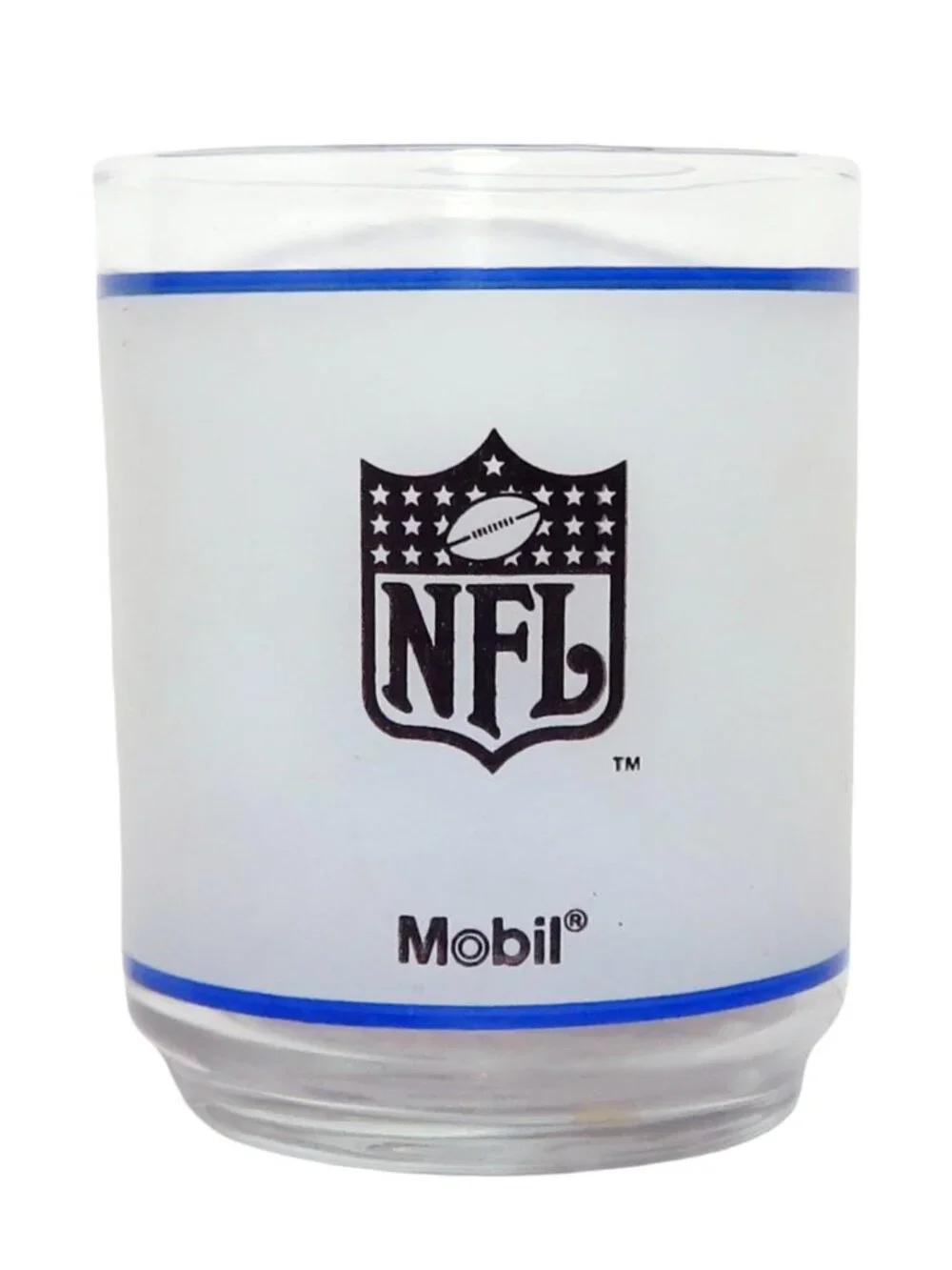 Vintage NY Giants Football Helmet Mobil Oil NFL Frosted Drinking Glass